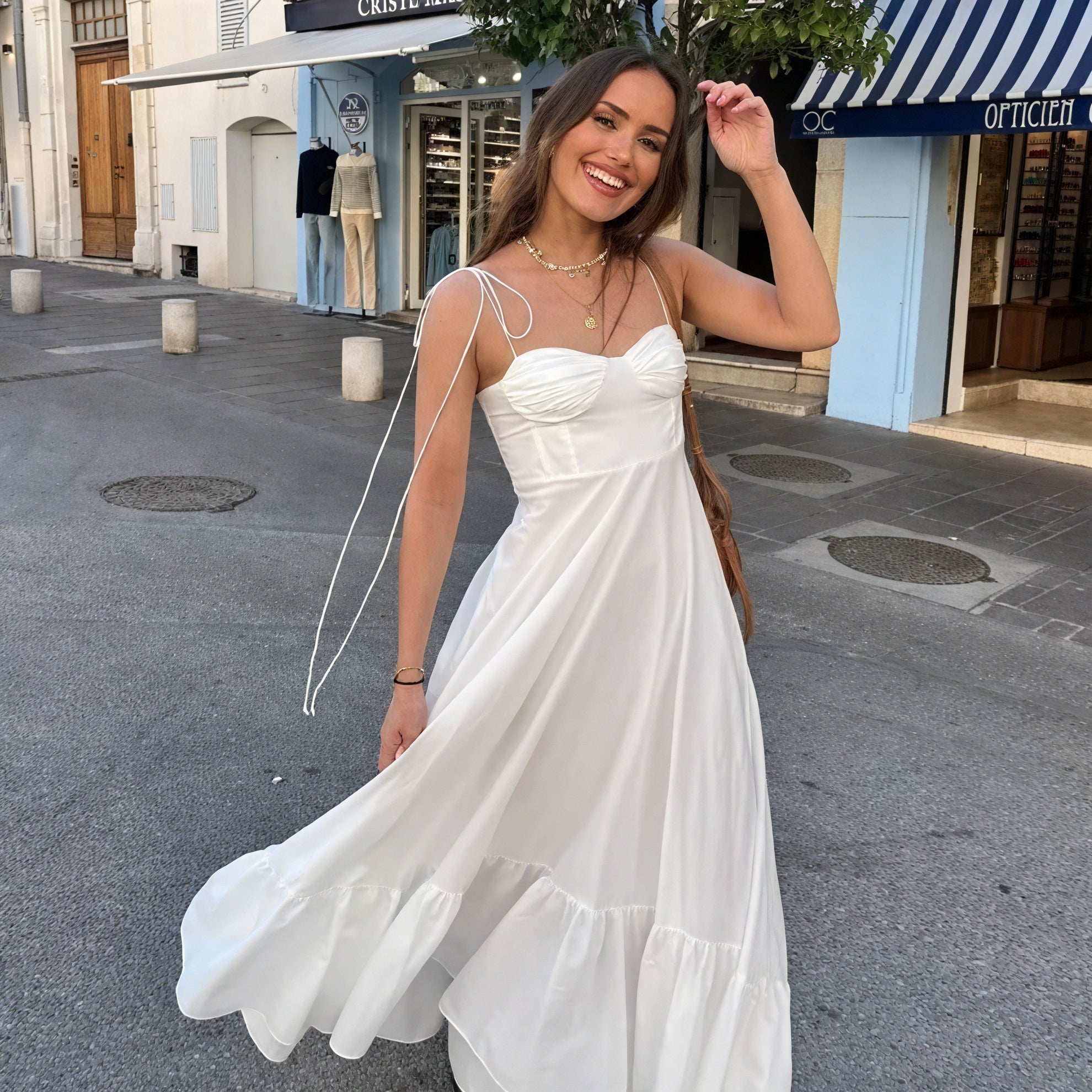 Robe Awear Blanche Et Rose – Taille UK12 – Neuve Avec Petit Défaut
