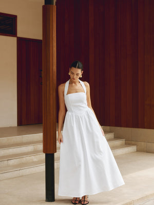 Robe Halter Femme - Coupe A-Line, Longueur Maxi/Midi-Old Money Style-Belle Rose Fashion-Bellerose Fashion