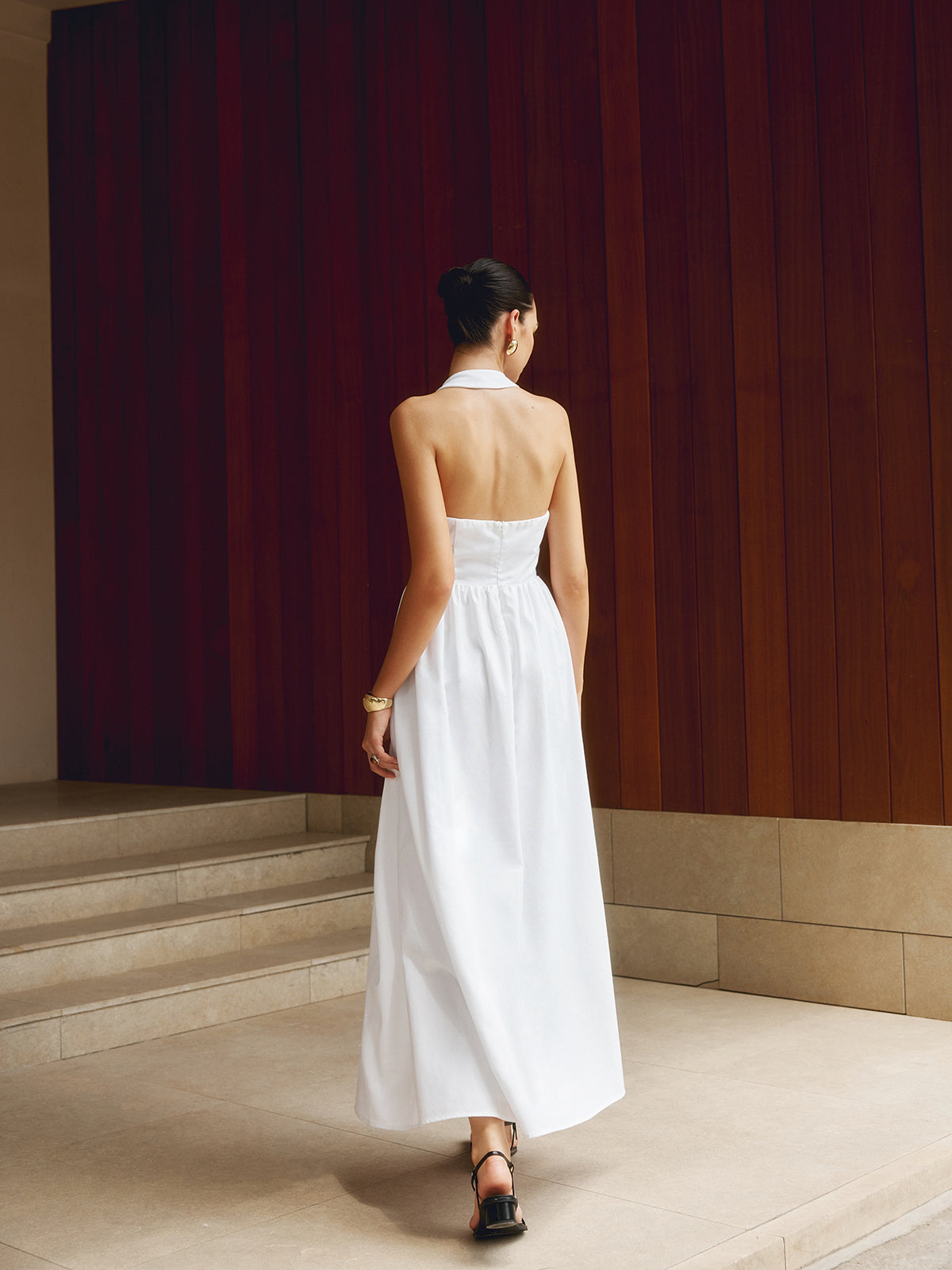 Robe Halter Femme - Coupe A-Line, Longueur Maxi/Midi-Old Money Style-Belle Rose Fashion-Bellerose Fashion