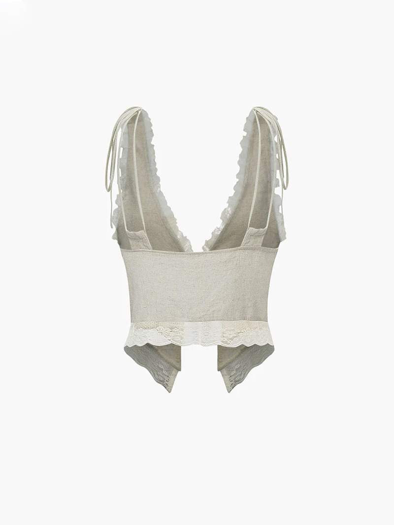 Haut Femme Bohème Dentelle Nœud - Style Romantique, Léger-Belle Rose Fashion-Bellerose Fashion