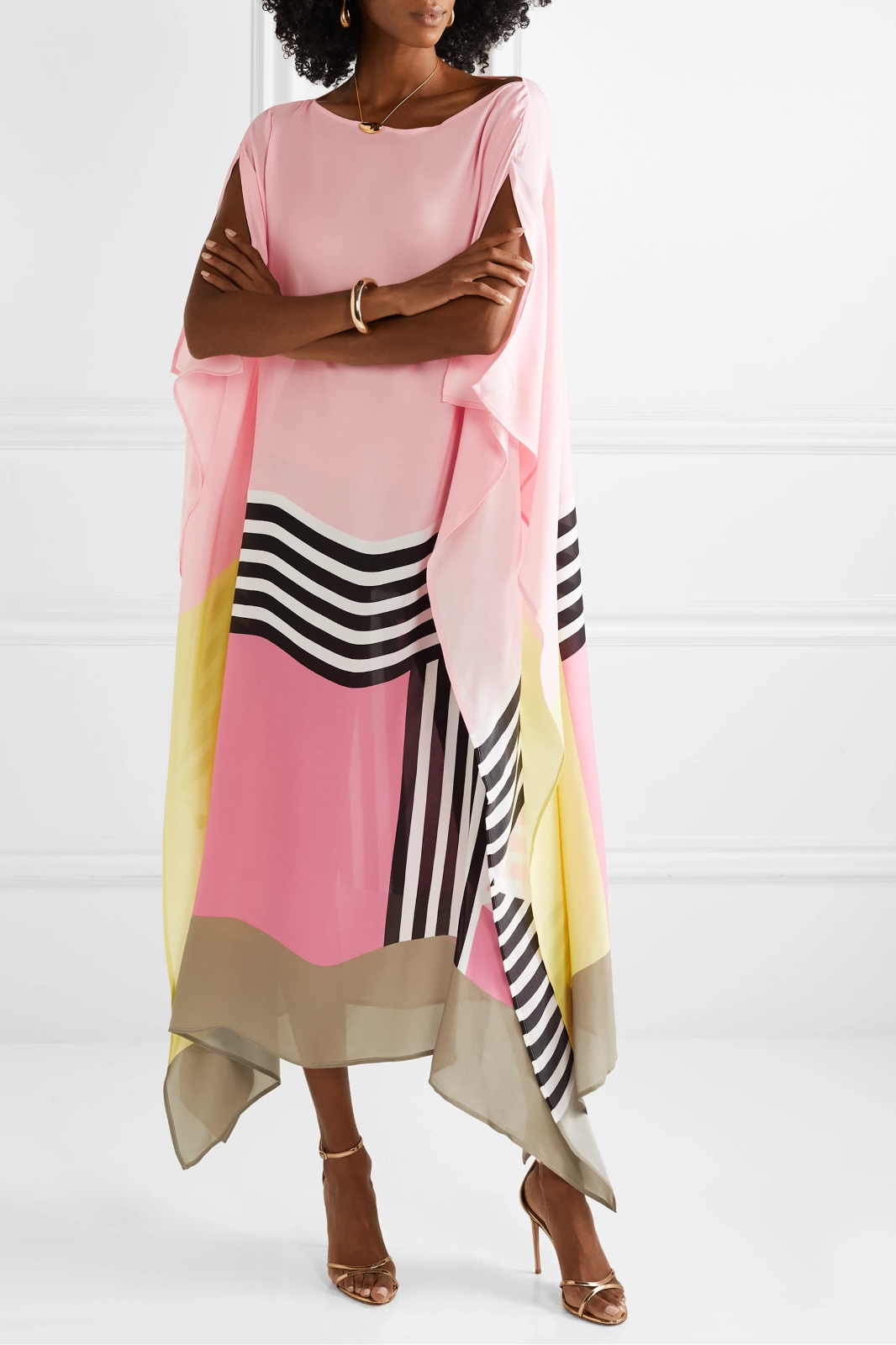 Robe Fluide Color-Block Asymétrique Manches Amples-Dresses-Belle Rose Fashion-Rose-S-Bellerose Fashion