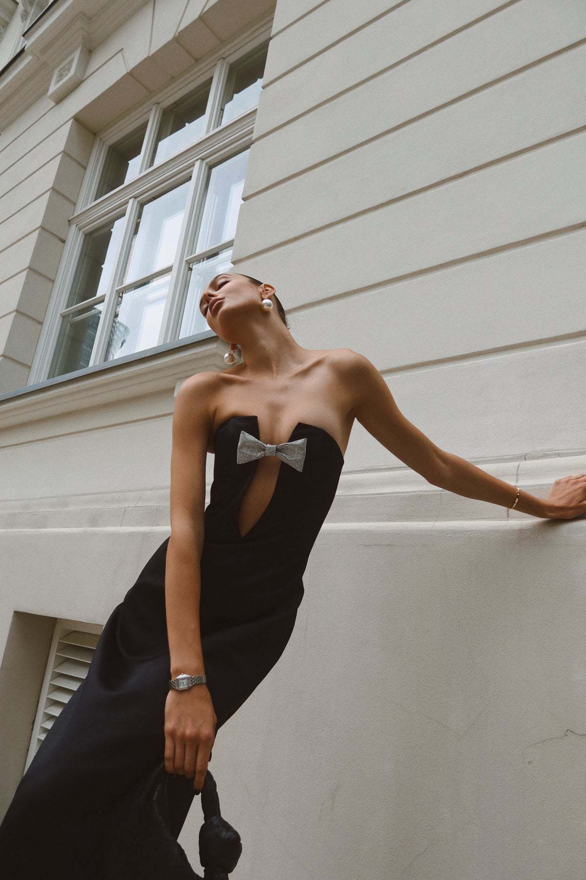 Robe de Soirée Strapless avec Nœud et Découpe Clé-Maxi Dresses-Belle Rose Fashion-Bellerose Fashion