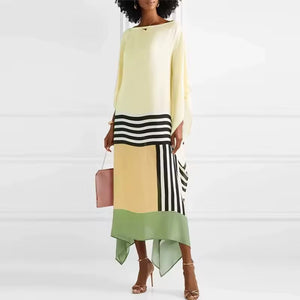 Robe Fluide Color-Block Asymétrique Manches Amples-Dresses-Belle Rose Fashion-Jaune-S-Bellerose Fashion