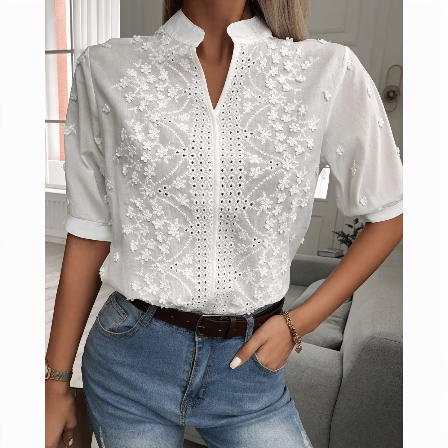 Blouse Bohème Chic Broderie Florale