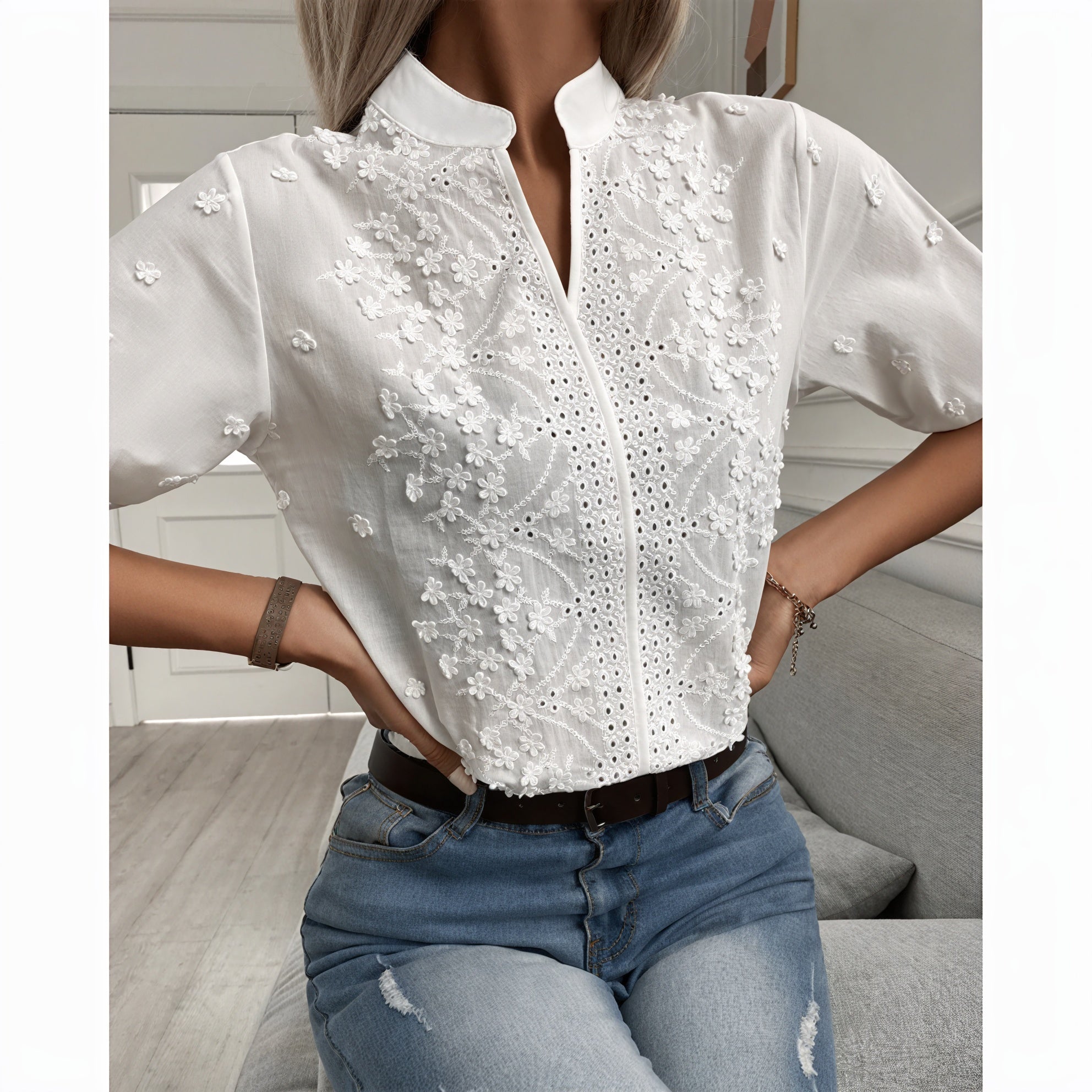 Blouse Bohème Chic Broderie Florale