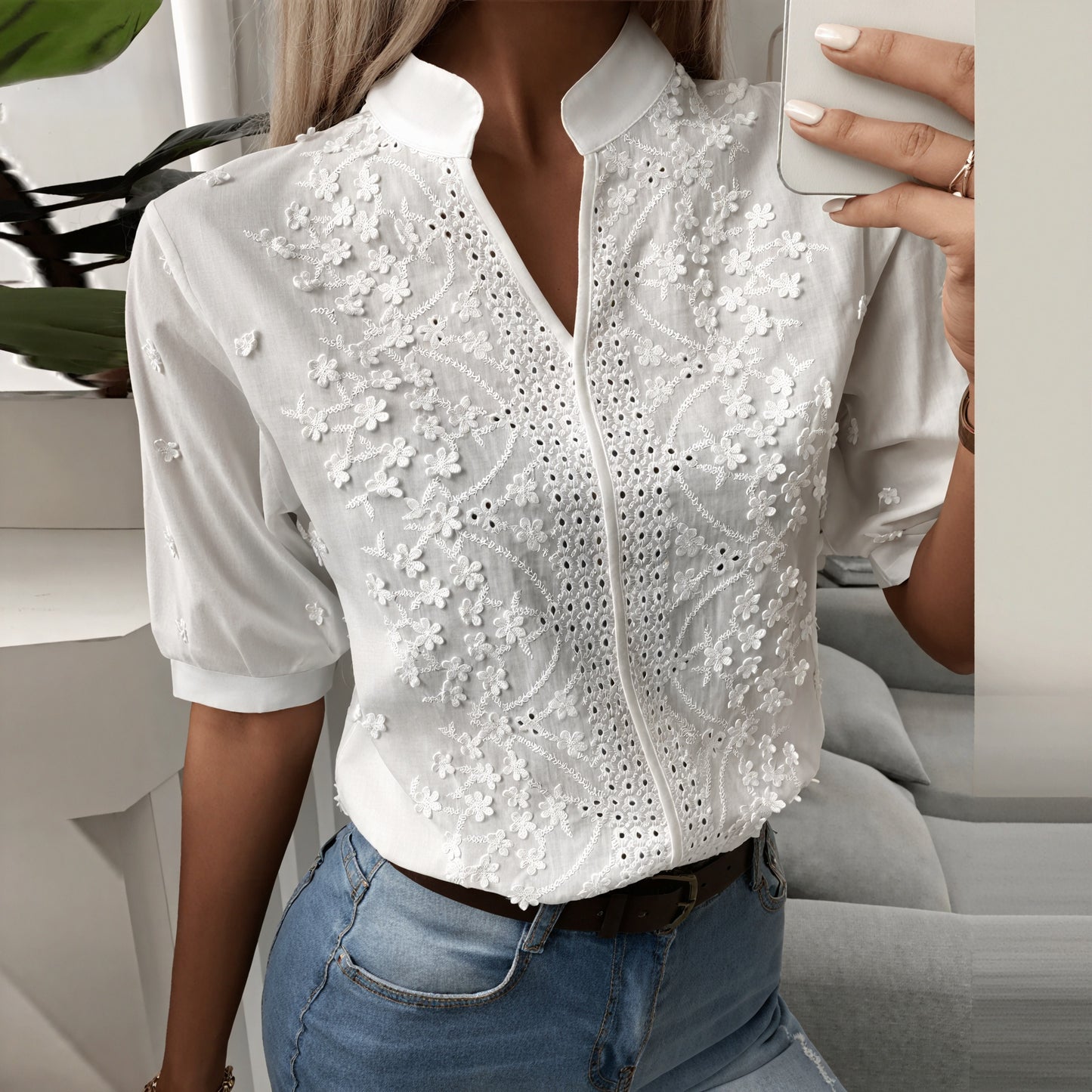 Blouse Bohème Chic Broderie Florale