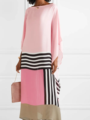 Robe Fluide Color-Block Asymétrique Manches Amples-Dresses-Belle Rose Fashion-Bellerose Fashion