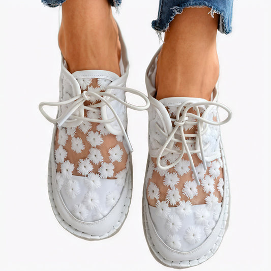 Chaussures Femme Florales Mesh Ajouré Confortables-Sneakers-Belle Rose Fashion-Blanc-35-Bellerose Fashion