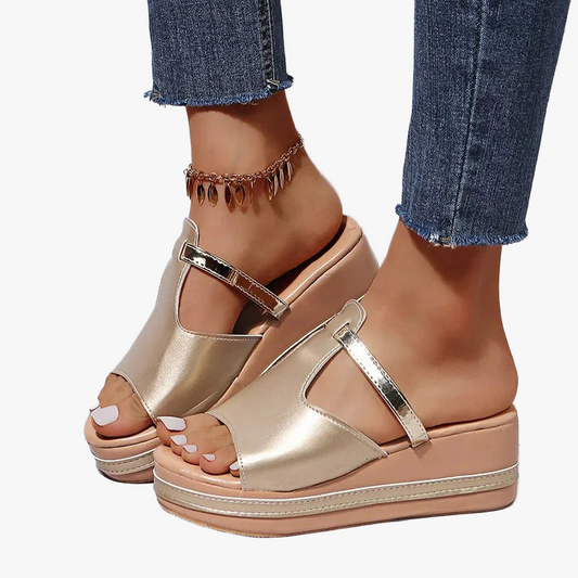 Sandales à plateforme élégantes pour femmes-Orthopedic shoes-Belle Rose Fashion-Or-36-Bellerose Fashion