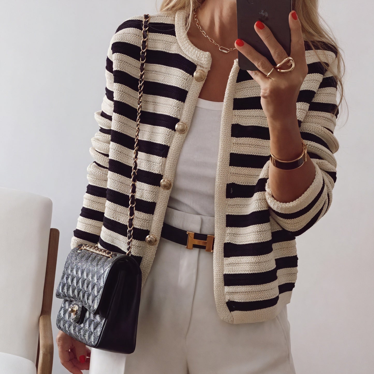 Veste Rayée Boutonnée