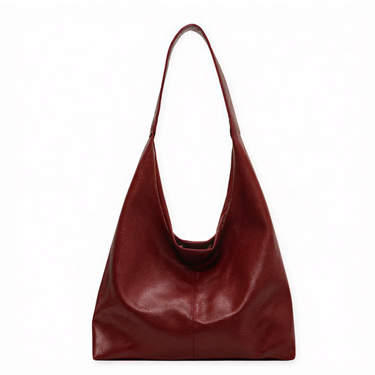 Sac Hobo Femme - Grand, Souple, Design Minimaliste-Tassen-Belle Rose Fashion-Rouge-Bellerose Fashion