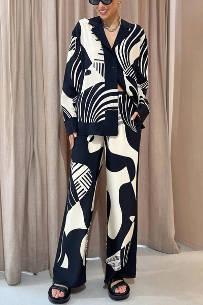 Ensemble Pantalon Large et Chemise Imprimée