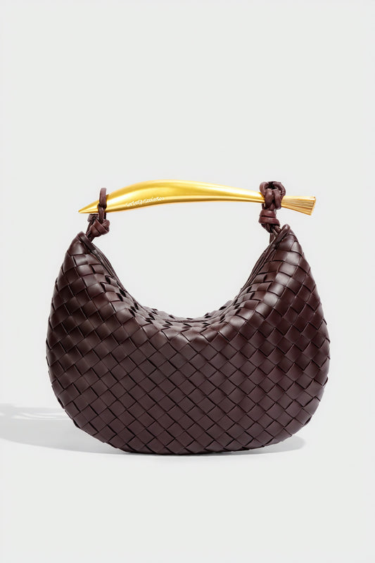 Sac à main croissant texturé - Design élégant, poignée dorée-Bags-Belle Rose Fashion-Bellerose Fashion