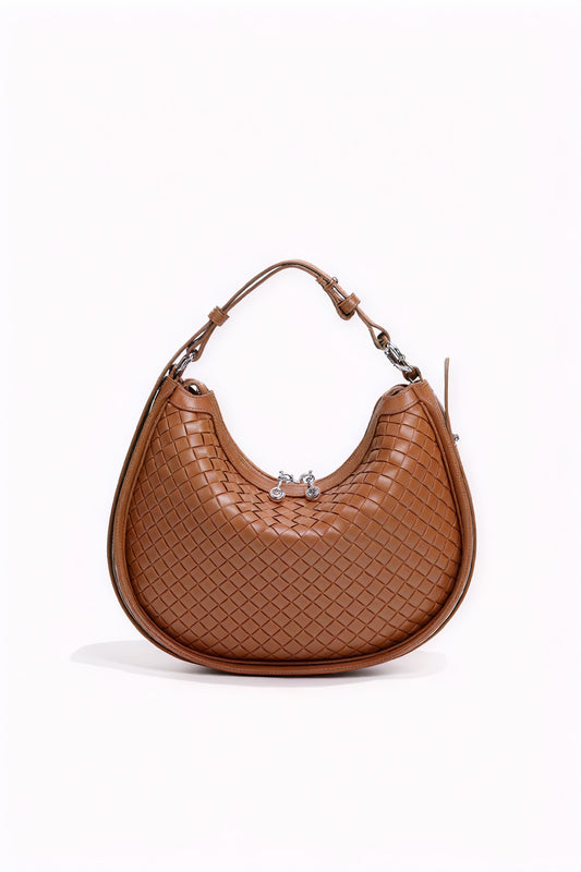 Sac Croissant Tissé - Bandoulière Réglable, Design Élégant-Bags-Belle Rose Fashion-Marron-Bellerose Fashion