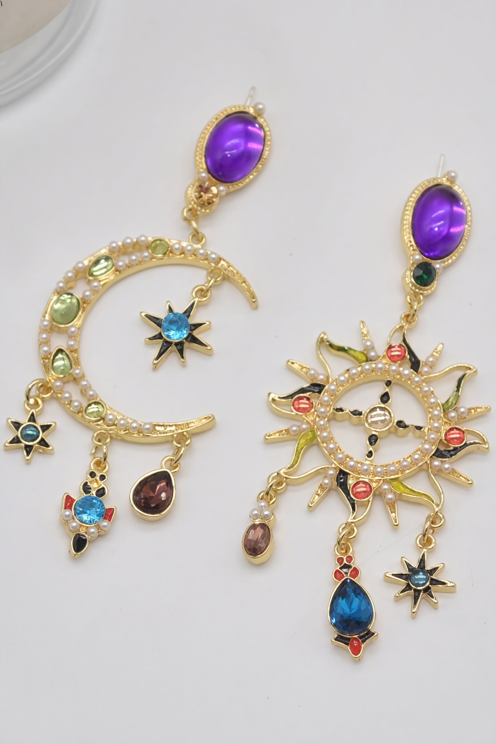 Boucles d'Oreilles Soleil Bohème - Design Gemstones, Style Bohème-Earrings-Belle Rose Fashion-Bellerose Fashion