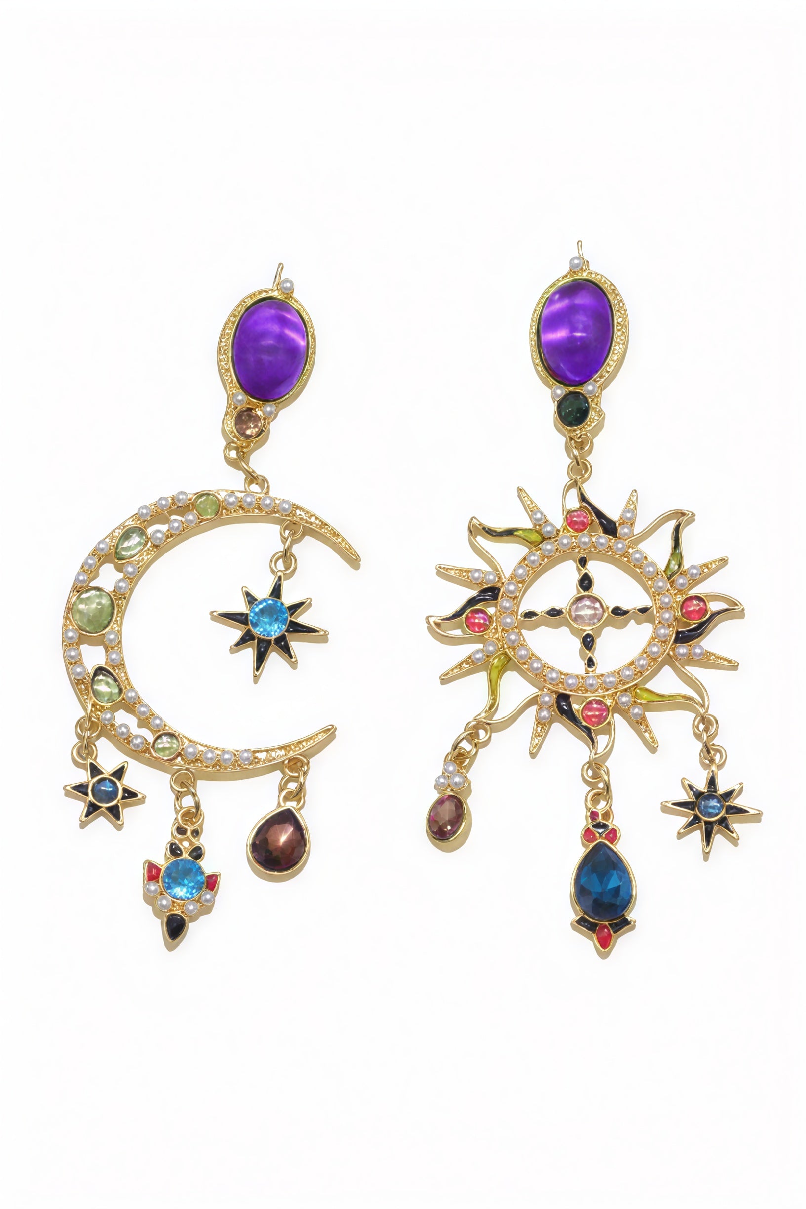 Boucles d'Oreilles Soleil Bohème - Design Gemstones, Style Bohème-Earrings-Belle Rose Fashion-Bellerose Fashion