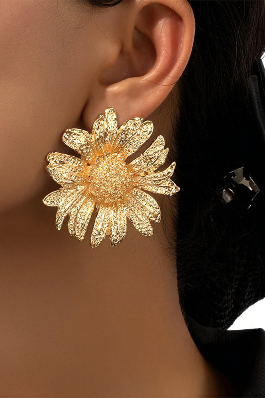 Boucles d'oreilles marguerite texturées - Bijoux de déclaration-Earrings-Belle Rose Fashion-Or-Bellerose Fashion