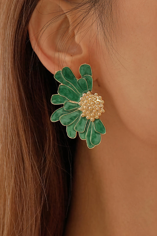 Boucles d'Oreilles Florales Émail et Accents Dorés - Design Artistique-Earrings-Belle Rose Fashion-Bellerose Fashion