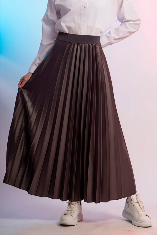 Jupe Midi Plissée - Taille Élastique, Coupe A-Line, Longueur Midi-Skirts-Belle Rose Fashion-Bellerose Fashion