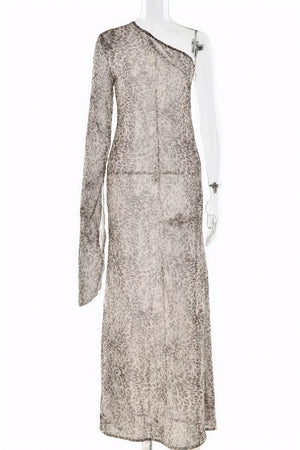 Robe Bohème à Épaule Dénudée Imprimé Animal-Maxi Dresses-Belle Rose Fashion-Bellerose Fashion
