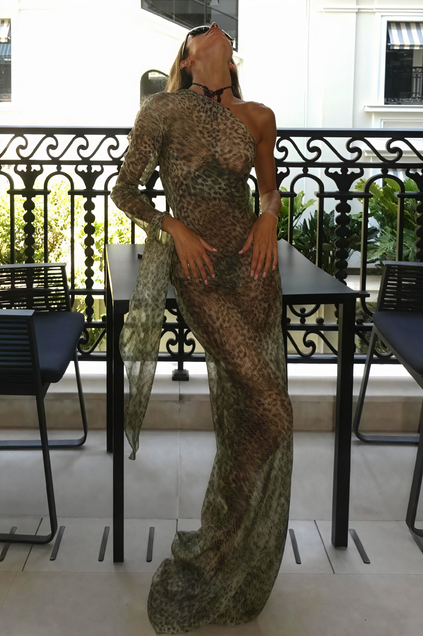 Robe Bohème à Épaule Dénudée Imprimé Animal-Maxi Dresses-Belle Rose Fashion-Bellerose Fashion