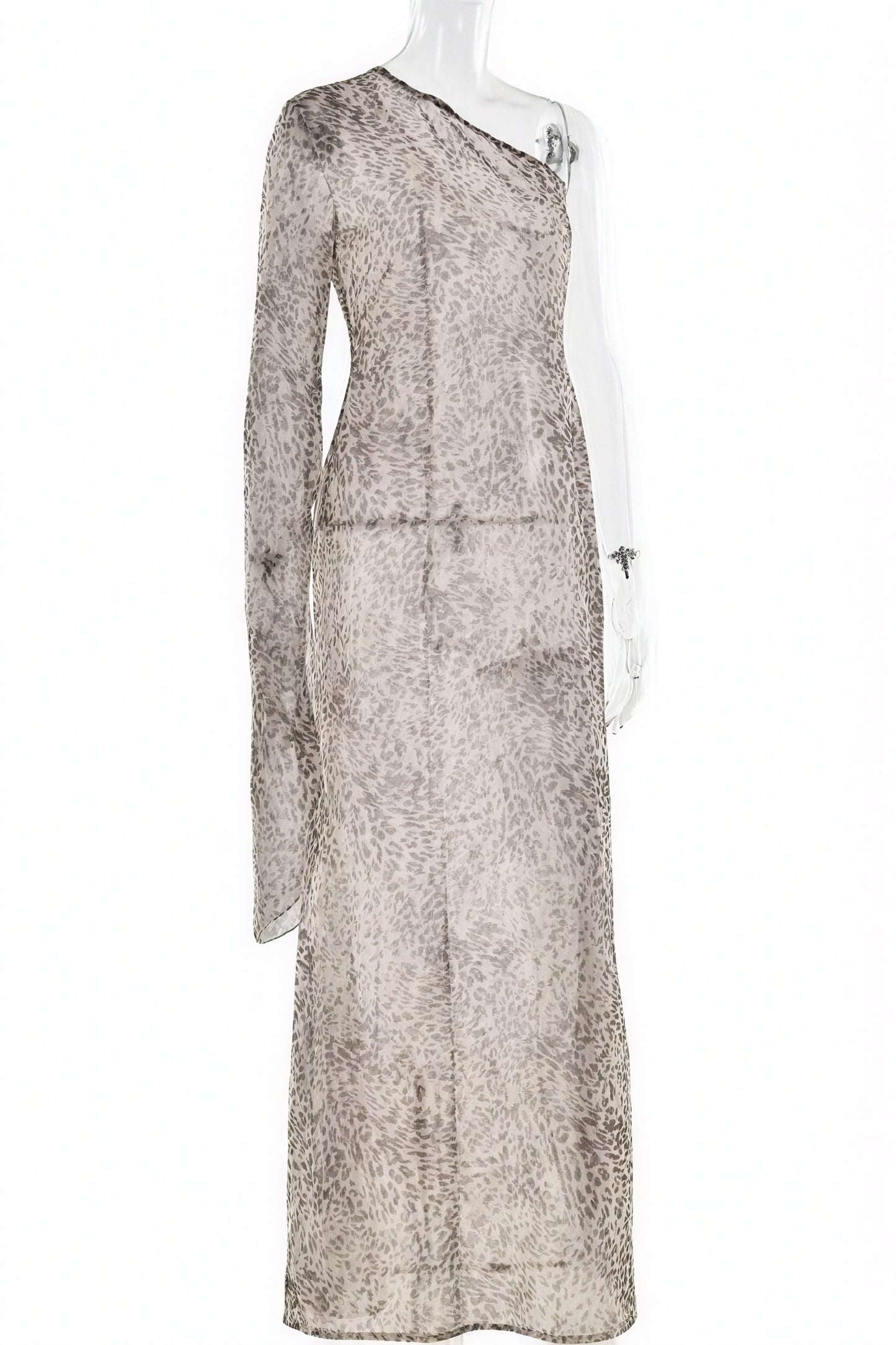 Robe Bohème à Épaule Dénudée Imprimé Animal-Maxi Dresses-Belle Rose Fashion-Bellerose Fashion
