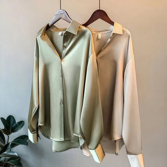 Chemise Boutonnée Femme - Manches Longues, Coupe Fluide-Shirts & Tops-Belle Rose Fashion-Bellerose Fashion