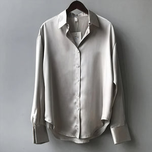 Haut Élégant Manches Longues Coupe Décontractée-Belle Rose Fashion-Gris-S-Bellerose Fashion