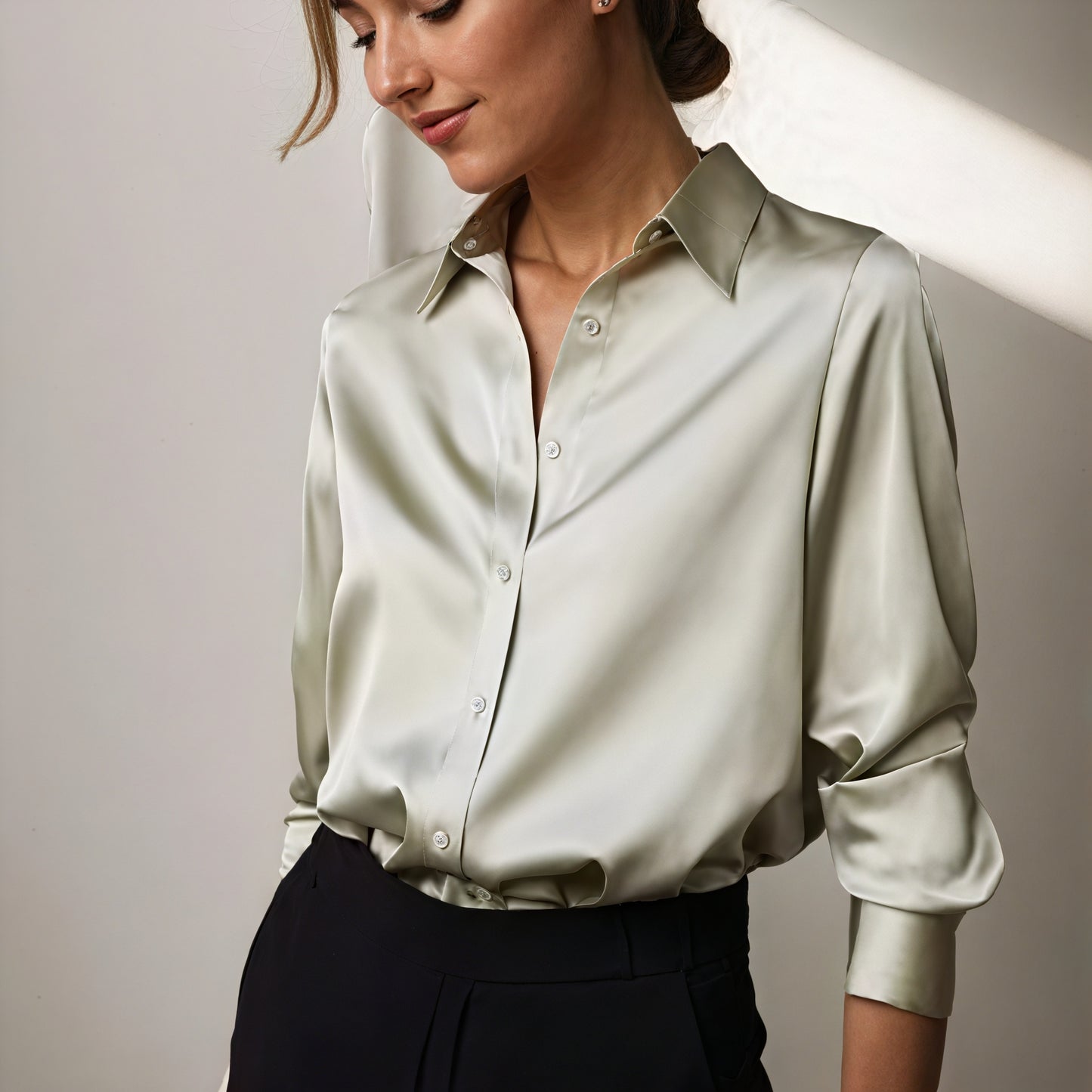 Haut Élégant Manches Longues Coupe Décontractée-Belle Rose Fashion-Vert-S-Bellerose Fashion
