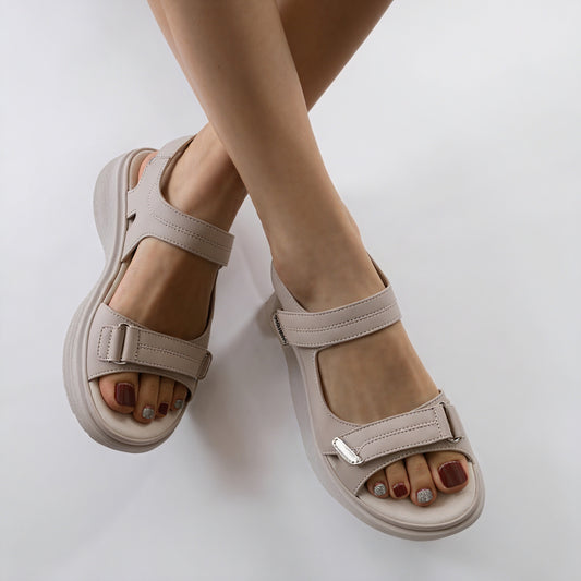 [Chaussures] Confortables à Brides Réglables et Semelle Épaisse-Belle Rose Fashion-Beige-2-Bellerose Fashion