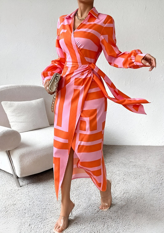 Robe Cache-cœur Femme – Manches Longues, Motif Rayé, Coupe Fluide-83361-386583e5-c6b0-4502-b204-ef26de52a82c