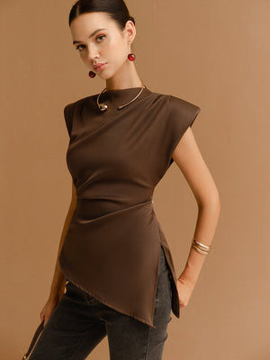 Haut Structuré Coupe Portefeuille Sans Manches-Tops-Belle Rose Fashion-Bellerose Fashion
