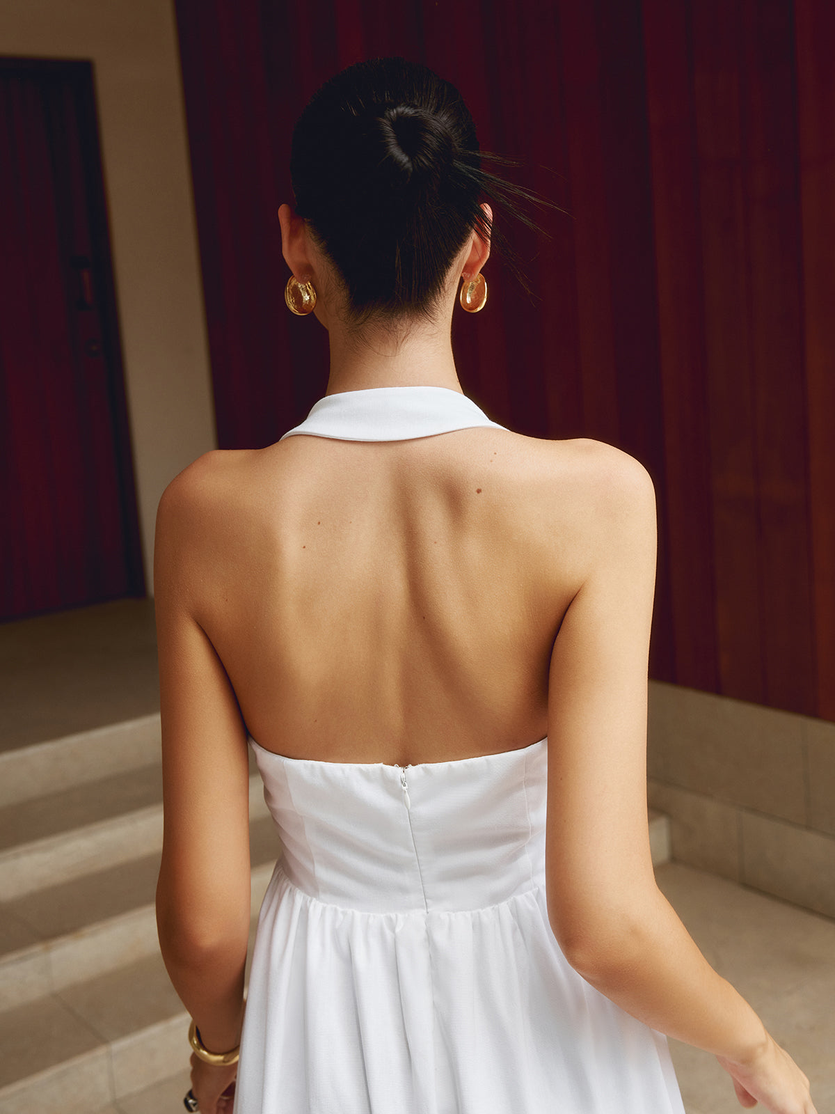 Robe Halter Femme - Coupe A-Line, Longueur Maxi/Midi-Old Money Style-Belle Rose Fashion-Bellerose Fashion