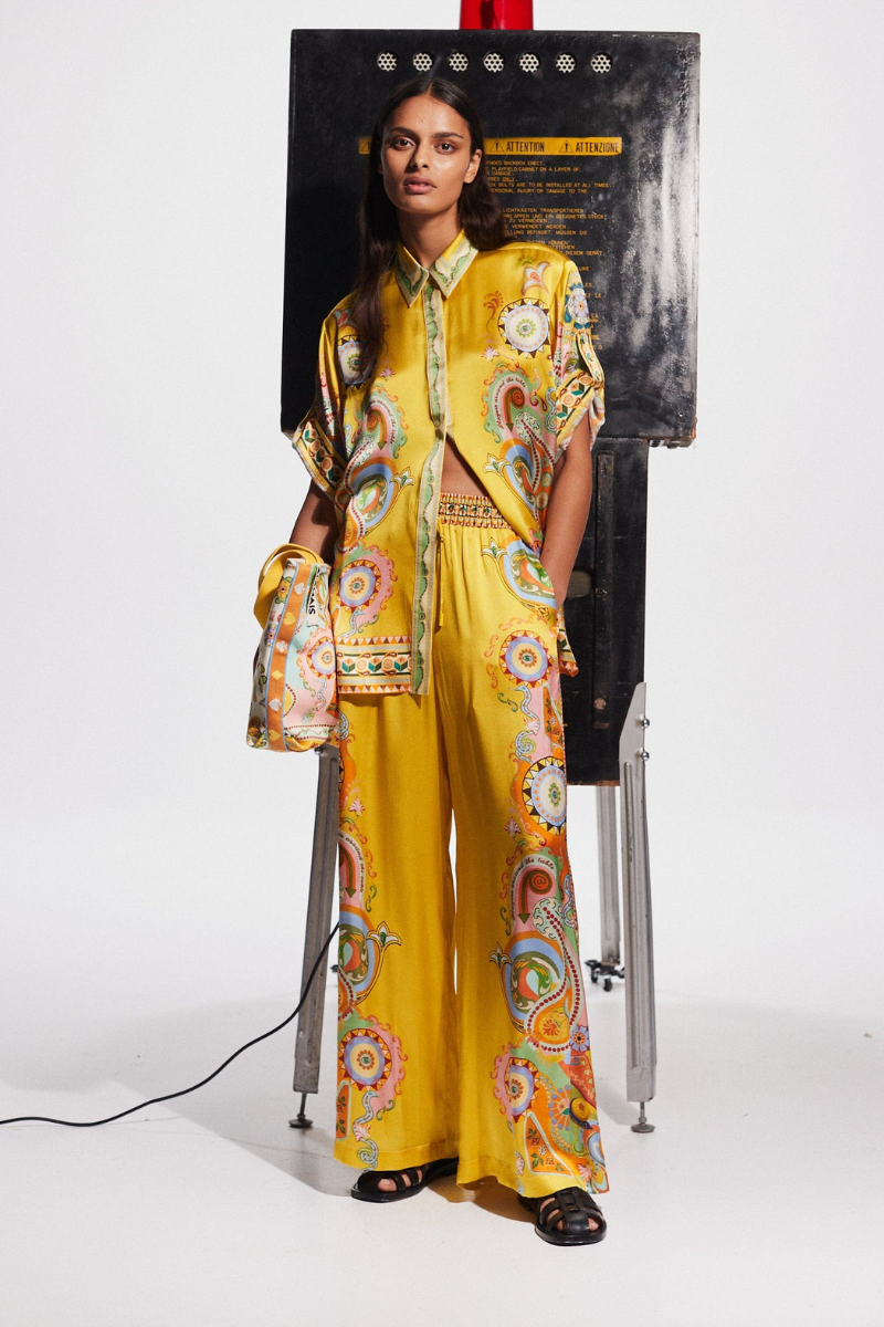 Ensemble Femme Bohème Chic – Pantalon Large, Chemise Manches Courtes-Sets-Belle Rose Fashion-Jaune-S-Bellerose Fashion