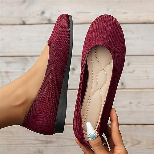 Ballerines Femme Tricotées - Confort & Élégance - Chaussures Plates-Shoes-Belle Rose Fashion-Rouge-36-Bellerose Fashion