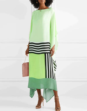 Robe Fluide Color-Block Asymétrique Manches Amples-Dresses-Belle Rose Fashion-Bellerose Fashion
