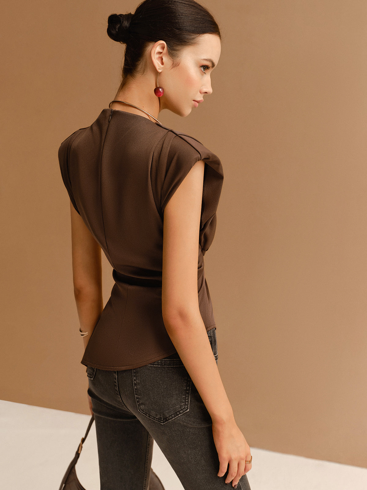 Haut Structuré Coupe Portefeuille Sans Manches-Tops-Belle Rose Fashion-Bellerose Fashion