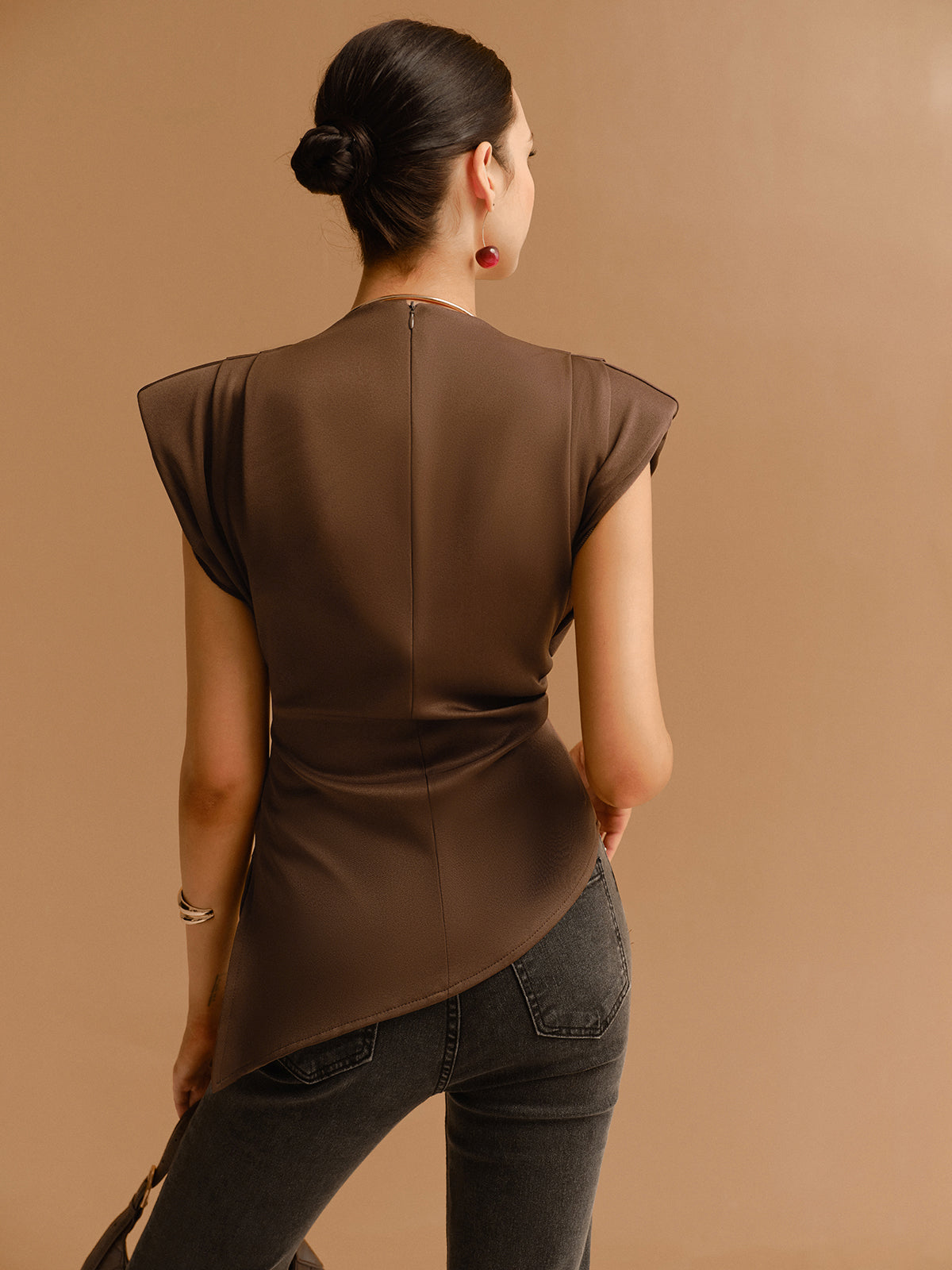 Haut Structuré Coupe Portefeuille Sans Manches-Tops-Belle Rose Fashion-Bellerose Fashion